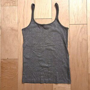 H&M 100% Cotton Silver Grey Shimmer Tank Top size S-M Stretch Size M